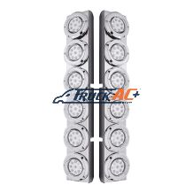 SS Rear Air Cleaner Bracket With 12X 9 LED 2" Reflector Lights & Bezels For Peterbilt-Red LED/Clear Lens - United Pacific 37348