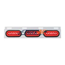 Stainless Top Mud Flap Bracket With 3X 22 LED 6" Oval GloLight & Grommets - Red LED/Red Lens (Each) - United Pacific 63818