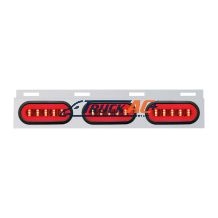 Stainless Top Mud Flap Bracket With 3X 22 LED 6" Oval GloLight & Grommet - Red LED/Clear Lens (Each) - United Pacific 63819