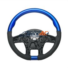 18" YourGrip Leather & Wood Candy Color Steering Wheel For 2012-2021 PB 579&2013-2021 KW T680-Indigo Blue - United Pacific 88346