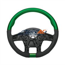 18" YourGrip Leather & Wood Candy Color Steering Wheel For 2012-2021 PB 579&2013-2021 KW T680-Emerald Green - United Pacific 88347