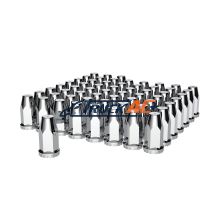 33mm X 4" Chrome Plastic Extra Tall Nut Covers With Flange - Thread-On (60-Pack) - United Pacific 10572CB