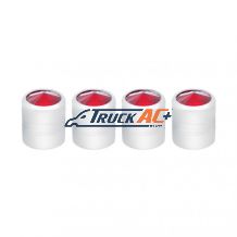 Chrome Round Valve Caps With Red Crystal (4-Pack) - United Pacific 70059