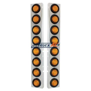 Stainless Front Air Cleaner Bracket With 16X 2" Flat Lights & Grommets For Peterbilt - United Pacific 30073
