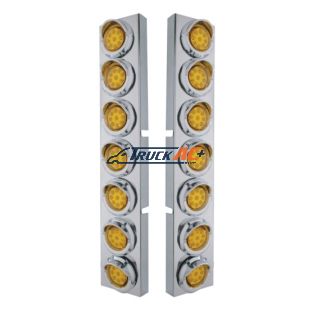 SS Front Air Cleaner Bracket With 14X 9 Amber LED 2" Reflector Lights & Visors For KW Trucks-Amber Lens - United Pacific 33626