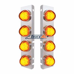 SS Front Air Cleaner Bracket With 8X 9 Amber LED Watermelon GloLight For PB Trucks -Amber Lens - United Pacific 34434