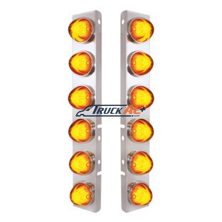 SS Front Air Cleaner Bracket With 12X 9 Amber LED Dual Function Watermelon GloLight For Peterbilt-Amber Lens - United Pacific 34438