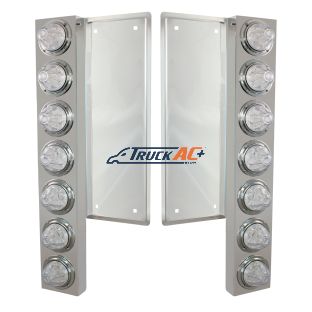FL SS Front Air Cleaner Bracket With 12X 11 LED Watermelon Lights & Bezels -Amber LED/Clear Lens - United Pacific 37357