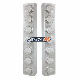 SS Front Air Cleaner Bracket With 14X 11 Amber LED Watermelon Lights & Bezel For KW Trucks -Clear Lens - United Pacific 37369