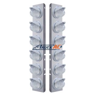 SS Front Air Cleaner Bracket W/12X 17 LED Beehive Lights & Visors For Peterbilt-Amber LED/Clear Lens - United Pacific 37397