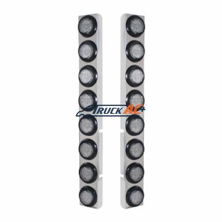 SS Rear Air Cleaner Bracket With 16X 9 LED 2" Lights For Peterbilt-Red LED/Clear Lens - United Pacific 37333