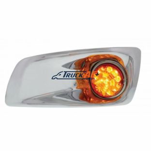 Fog Light Cover With 17 Amber LED Reflector Watermelon Lights For 2007-17 KW T660- Driver -Amber Lens - United Pacific 42704