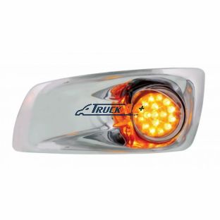 Fog Light Cover With Amber LED Hi/Lo Clear Style Reflector Light & Visor For 2007-17 KW T660- Driver -Amber Lens - United Pacific 42718