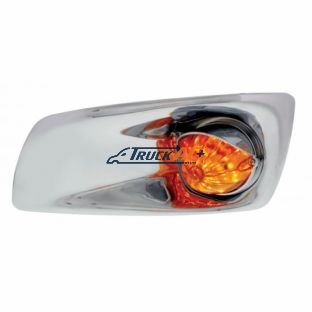 Fog Light Cover With 19 LED Watermelon Light & Visor For 2007-17 KW T660 (Driver) - Amber LED/ Amber Lens - United Pacific 42726