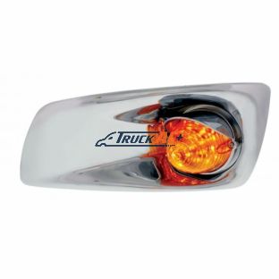 Fog Light Cover With 19 LED Beehive Light & Visor For 2007-17 KW T660 (Driver) - Amber LED/ Amber Lens - United Pacific 42728