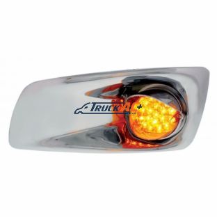 Fog Light Cover With 19 LED Reflector Light & Visor For 2007-17 KW T660 (Driver) - Amber LED/ Amber Lens - United Pacific 42730