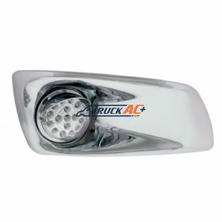 Fog Light Cover With 17 Amber LED Clear Style Reflector Light & Visor For 2007-17 KW T660- Passenger -Clear Lens - United Pacific 42745