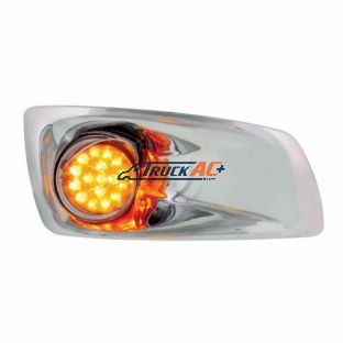 Fog Light Cover With Amber LED Hi/Lo Clear Style Reflector Light & Visor For 2007-17 KW T660- Passenger-Amber Lens - United Pacific 42750