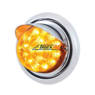 Front Bumper Light With 17 Amber LED Dual Function Clear Reflector Light & Visor For FL Columbia - Amber Lens - United Pacific 39152