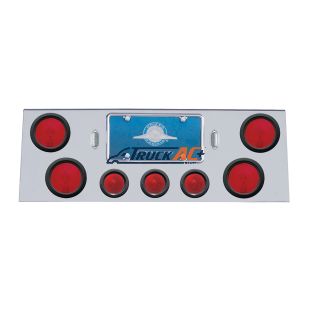 Stainless Rear Center Panel With 4X 4" Lights & 3X 2-1/2" Beehive Lights & Grommets - United Pacific 21496
