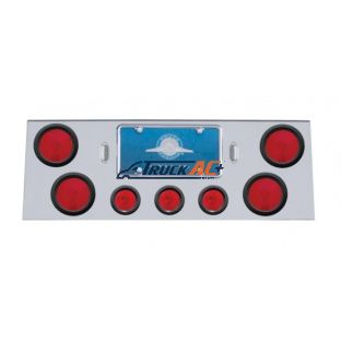 Stainless Rear Center Panel With 4X 4" Lights & 3X 2-1/2" Flat Lights & Grommets - United Pacific 21612