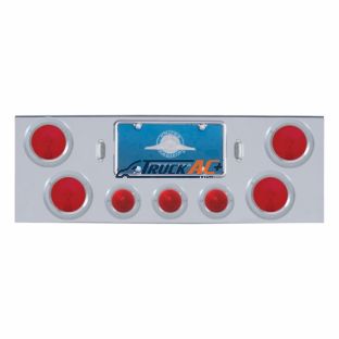 Chrome Rear Center Panel With Four 4" Lights & Three 2-1/2" Beehive Lights & Bezels - United Pacific 21615