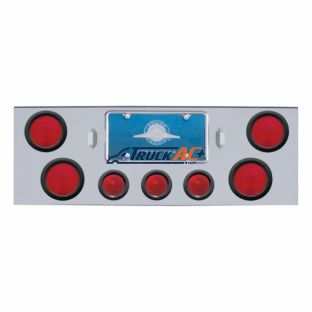 Chrome Rear Center Panel With Four 4" Lights & Three 2-1/2" Beehive Lights & Grommets - United Pacific 31596