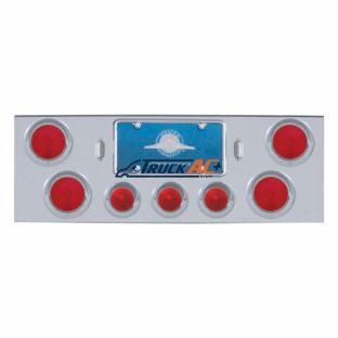Chrome Rear Center Panel With Four 4" Lights & Three 2-1/2" Beehive Lights & Visors - United Pacific 31598