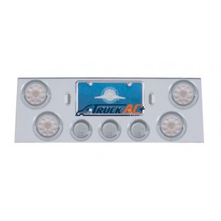 SS Rear Center Panel With 4X 10 LED 4" Lights & 3X 13 LED 2-1/2" Lights & Visors -Red LED/Clear Lens - United Pacific 34502