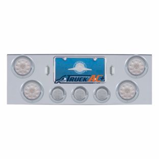 CR Rear Center Panel With 4X 10 LED 4" Lights & 3X 13 LED 2-1/2" Lights & Visors -Red LED/Clear Lens - United Pacific 34510