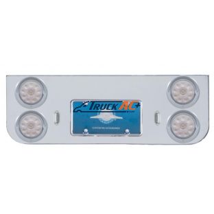 Chrome Rear Center Panel With Four 10 LED 4" Lights & Visors - Red LED/Clear Lens - United Pacific 34521