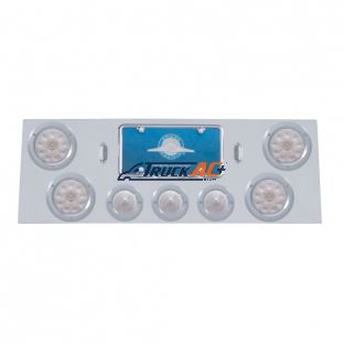 SS Rear Center Panel With 4X 10 LED 4" Light & 3X 13 LED 2-1/2" Beehive Light+Bezel-Red LED/Clear Lens - United Pacific 34603
