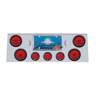 SS Rear Center Panel With 4X 10 LED 4" Lights & 3X 13 LED 2-1/2" Beehive Lights -Red LED & Lens - United Pacific 34701