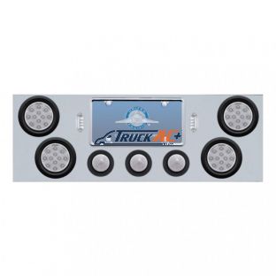 SS Rear Center Panel With 4X 12 LED 4" Reflector Light & 3X 13 LED 2-1/2" Beehive Light -Red LED/Clear Lens - United Pacific 34707
