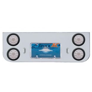 Chrome Rear Center Panel With Four 10 LED 4" Lights & Grommets - Red LED/Clear Lens - United Pacific 34721