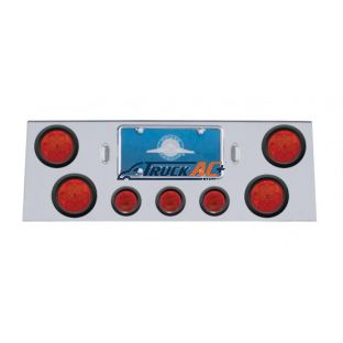 SS Rear Center Panel With 4X 7 LED 4" Reflector Lights & 3X 13 LED 2-1/2" Lights -Red LED & Lens - United Pacific 34762