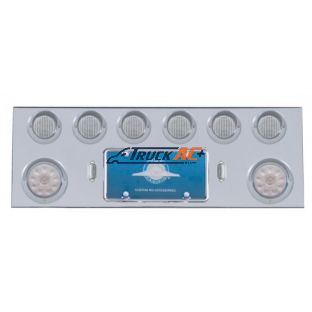 SS Rear Center Panel With 2X 10 LED 4" Lights & 6X 13 LED 2-1/2" Lights & Visors -Red LED/Clear Lens - United Pacific 35058