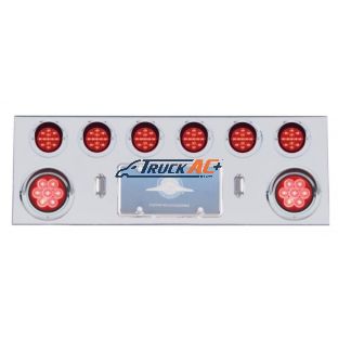 SS Rear Center Panel With 2X 7 LED 4" Reflector Light & 6X 13 LED 2-1/2" Light & Visor -Red LED & Lens - United Pacific 35059