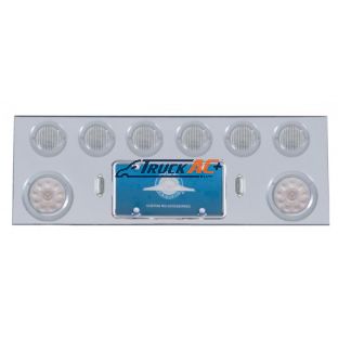 SS Rear Center Panel With 2X 10 LED 4" Lights & 6X 13 LED 2-1/2" Lights & Bezels -Red LED/Clear Lens - United Pacific 35158