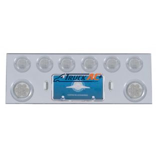SS Rear Center Panel With 2X 7 LED 4" Reflector Light & 6X 13 LED 2-1/2" Light & Bezel -Red LED/Clear Lens - United Pacific 35160
