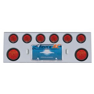 SS Rear Center Panel With 2X 7 LED 4" Reflector Lights & 6X 13 LED 2-1/2" Lights -Red LED & Lens - United Pacific 35259
