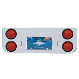 Chrome Rear Center Panel With Four 7 LED 4" Reflector Lights & Grommets - Red LED/Red Lens - United Pacific 35322