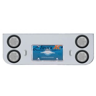 Chrome Rear Center Panel With Four 7 LED 4" Reflector Lights & Grommets - Red LED/Clear Lens - United Pacific 35323