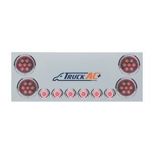 SS Rear Center Panel With 4X Red LED 4" Light & 6X Red LED 2" Light & Bezel (No LP Holes)-Clear Lens -CS - United Pacific 34153