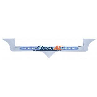 Chrome Hood Emblem Trim With 14 LED Light Bar For Kenworth - Blue LED/Clear Lens - United Pacific 37822