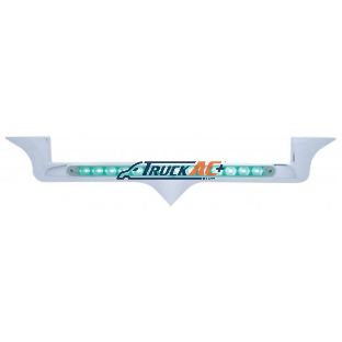 Chrome Hood Emblem Trim With 14 LED Light Bar For Kenworth - Green LED/Clear Lens - United Pacific 37823