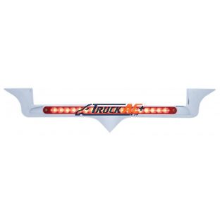 Chrome Hood Emblem Trim With 19 LED Reflector Light Bar For Kenworth - Red LED/Red Lens - United Pacific 37971