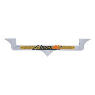 Chrome Hood Emblem Trim With 19 LED Reflector Light Bar For Kenworth - Amber LED/Amber Lens - United Pacific 39881