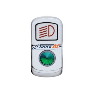 "Headlight" Rocker Switch Cover With Green Crystal - United Pacific 45133