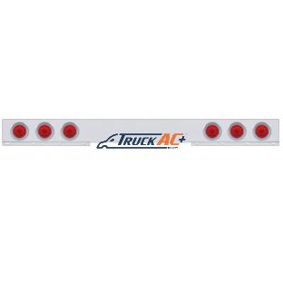 Chrome 1 Piece Rear Light Bar With Six 10 LED 4" Lights & Visors - Red LED/Red Lens - United Pacific 61413